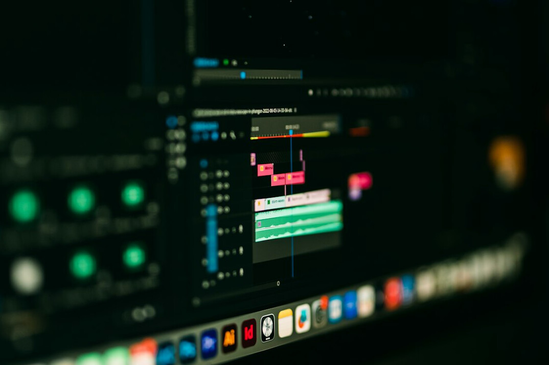 video editing timeline on screen