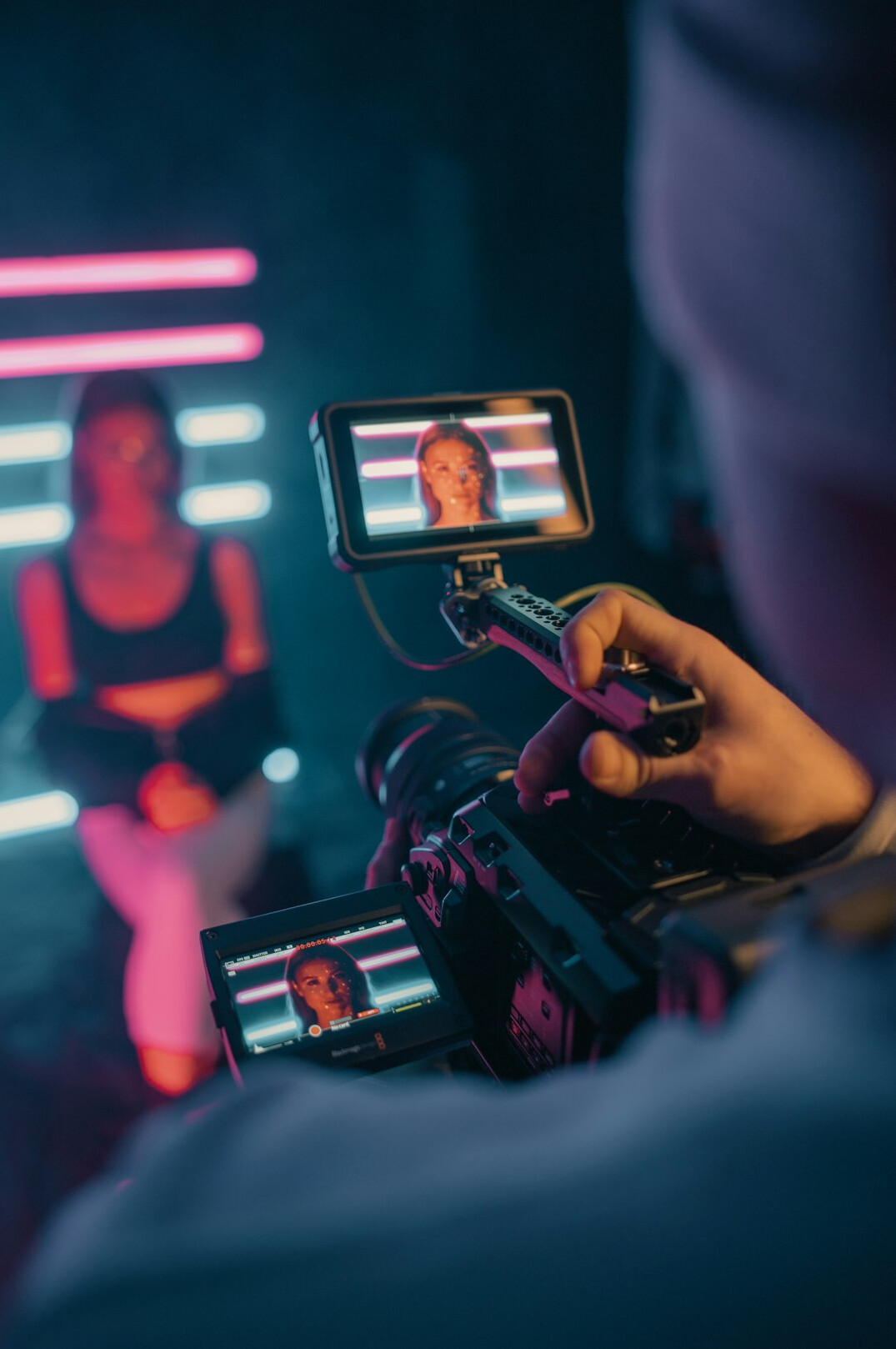 videographer filming interview