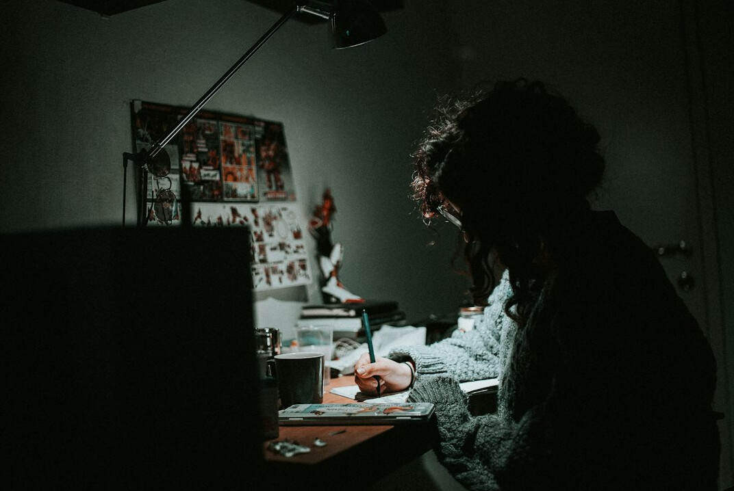 editor working late night